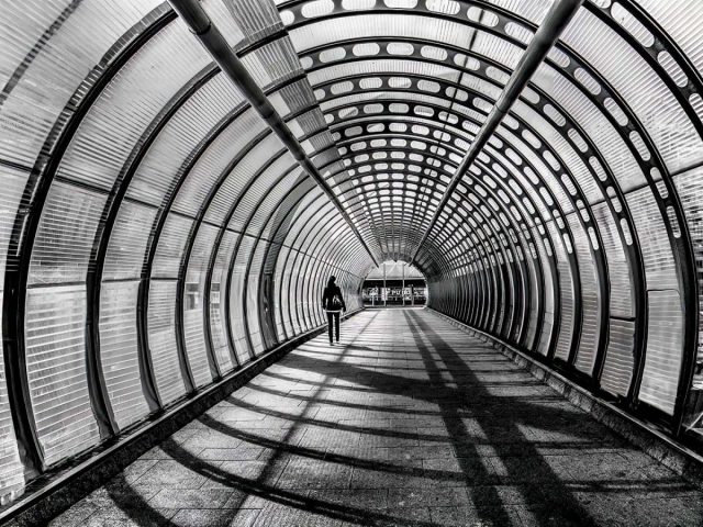 COMP 7 MONO PRINT 19 Trevor Lane_Popular Dockland Light Railway Footbridge_1